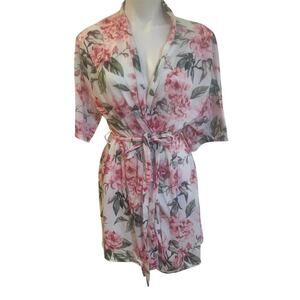 Show Me Your Mumu Pink Rose robe sz S Short Sleeve Floral Robe